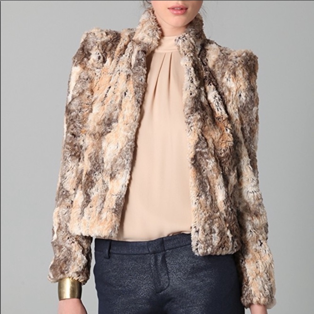 Alice + Olivia Faux Fur Cropped Jacket